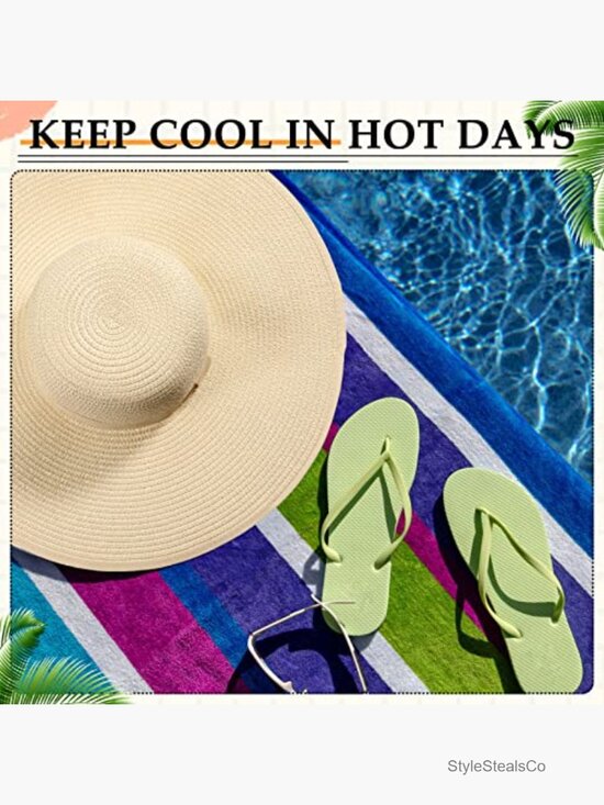 6 Pack Women Straw Sun Hat Floppy Wide Brim UV Protection Foldable Beach Travel main image 7